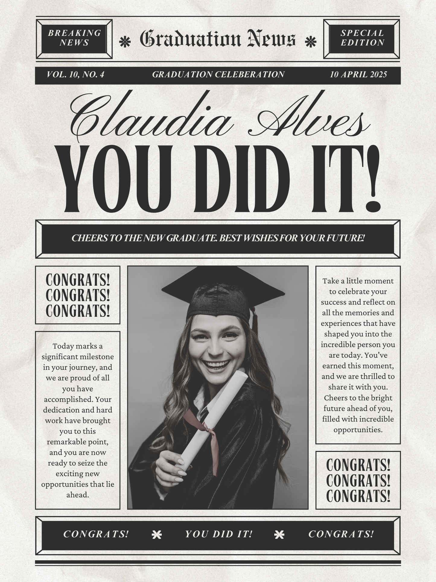 Graduation Party Sign (Newspaper)