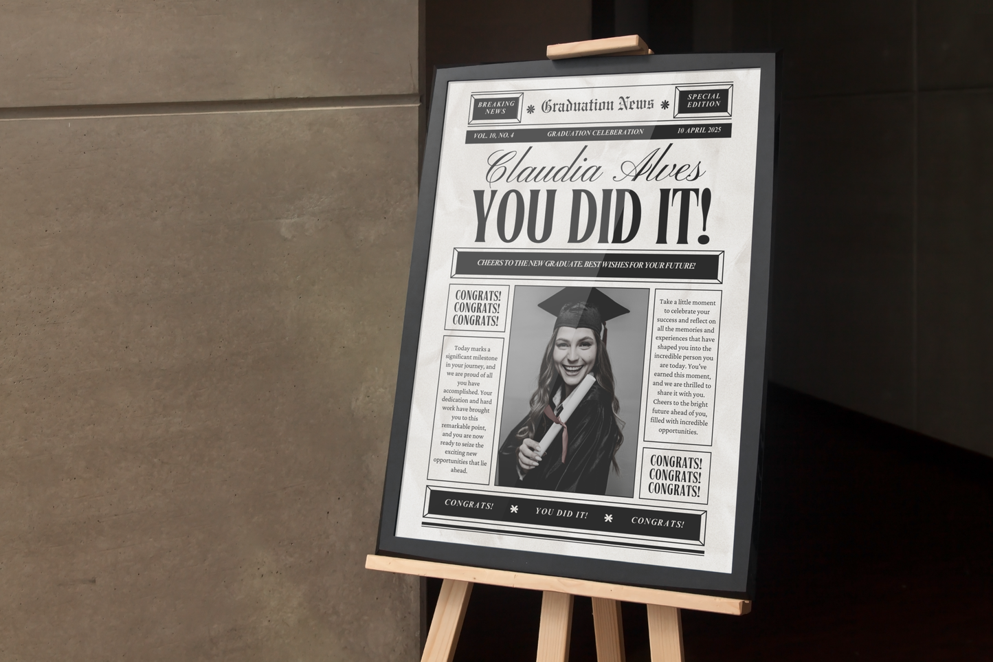 Graduation Party Sign (Newspaper)